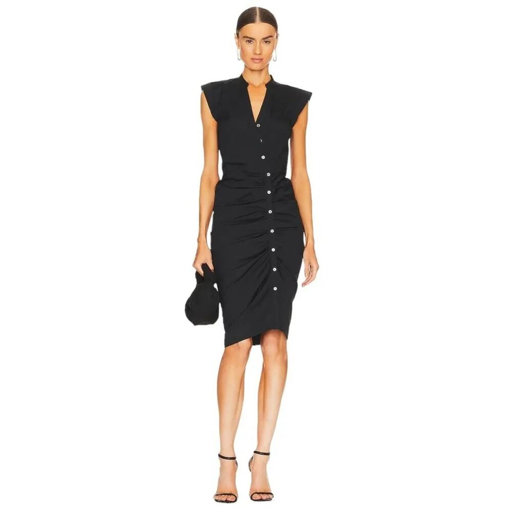 VERONICA BEARD Ruched Shirt Dress 0 - Picture 2 of 7